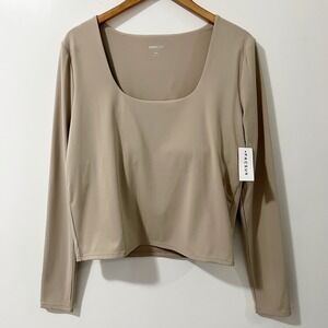 PacSun Contouir XXL Long Sleeve Square Neck Top New NWT Stretch Beige